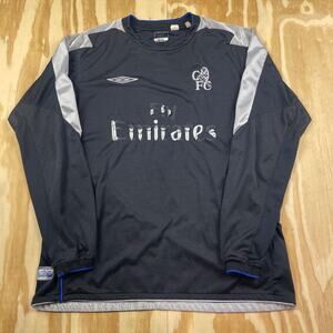 Vintage 2004–05 Chelsea Away Long Sleeve Jersey – Black – Umbro – Men’s L